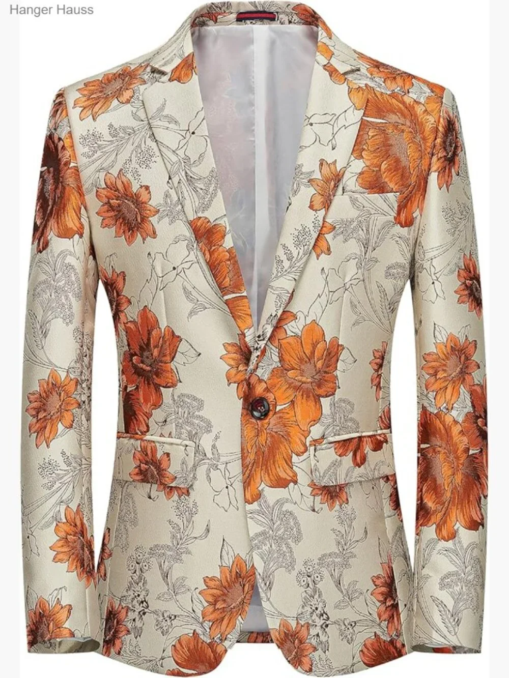 Mens Floral Paisley Notch Lapel Blazer Jacquard Prom Suit Jacket